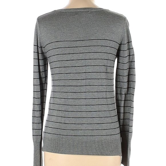 Mossimo Gray Striped V-Neck Long Sleeve Sweater - Picture 3 of 8